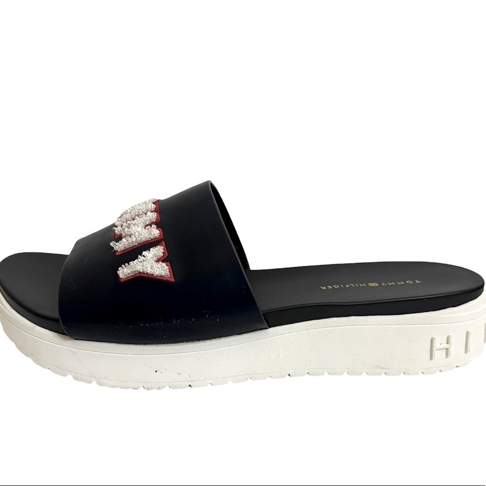NEW TOMMY HILFIGER SLIDES /SANDALS NAVY BLUE  LOGO WOMEN'S SIZE 8
